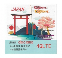 【即插即用】日本docomo7日4G/3G無限上網