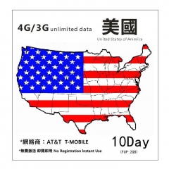 美國10日 4G/3G無限上網卡