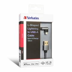 【7日包換&蘋果MFi認證&原裝香港行貨】Verbatim L-Shaped Lightning to USB-A 充電傳輸線 叉電線 充電線 數據線 黑色（1.2米）66191