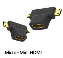 HDMI轉Mini-HDMI公和Micro-HDMI T形轉接頭