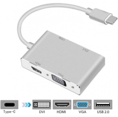 BEST CABLE USB 3.1 Type C 4K四合一分配器- Type C 轉VGA /HDMI /DVI /USB3.0